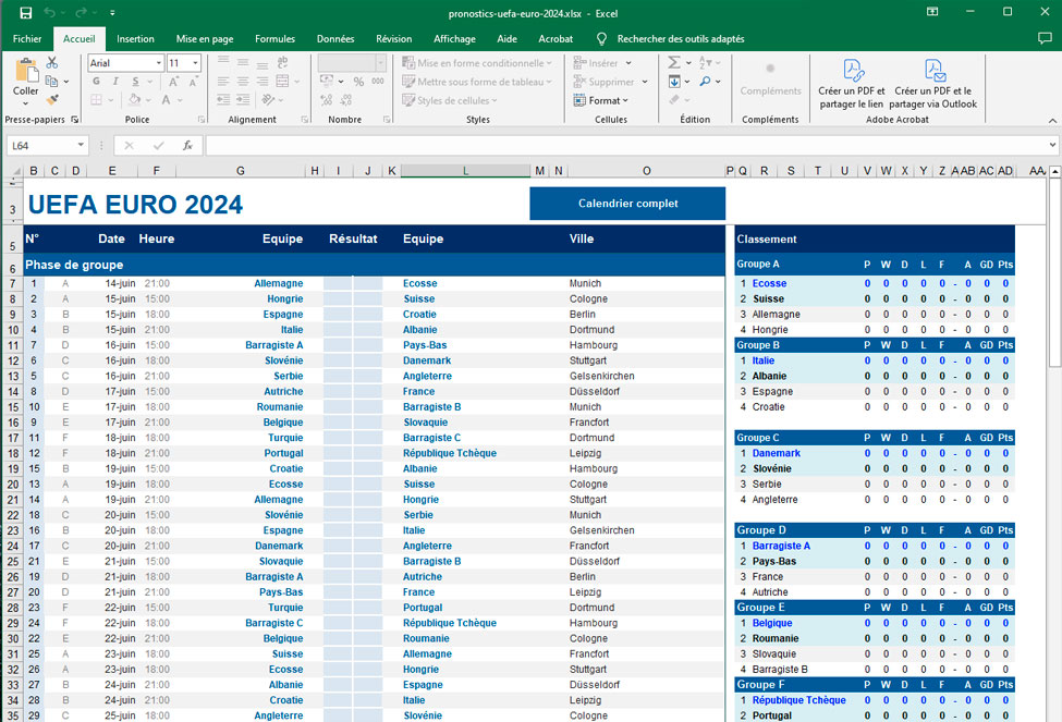 Simulateur Excel Euro 2024